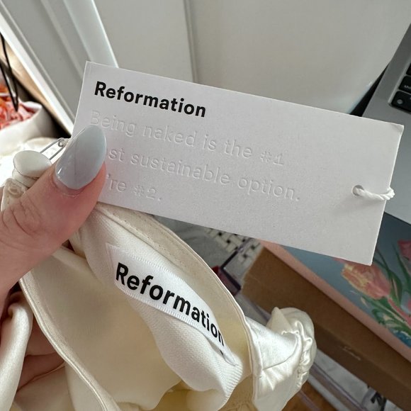 Reformation Ronda Silk Maxi Dress Sz 6 Ivory One Shoulder Asymmetrical Neck - Picture 4 of 13